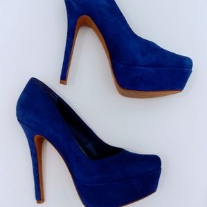 Women's Jessica Simpson Blue Suede Platform Pumps